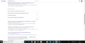 A screenshot showing the SERP based on a typed search